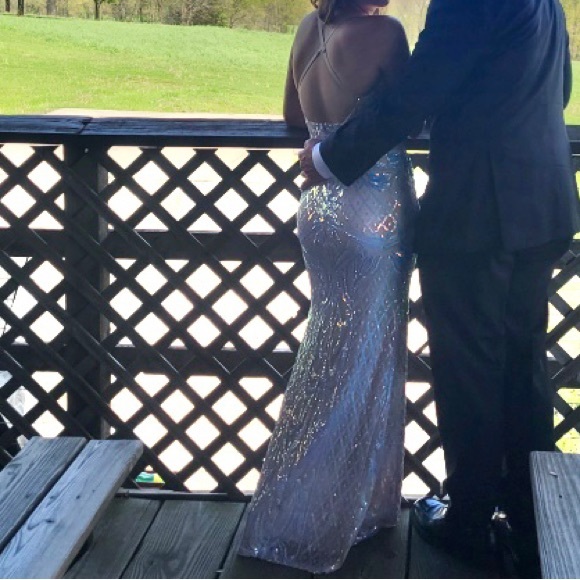 multicolor/white long shiny dress - Picture 7 of 8